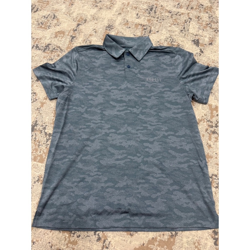 NOBULL Mens Grey Camo Performance Polo Shirt Short Sleeve Size Large